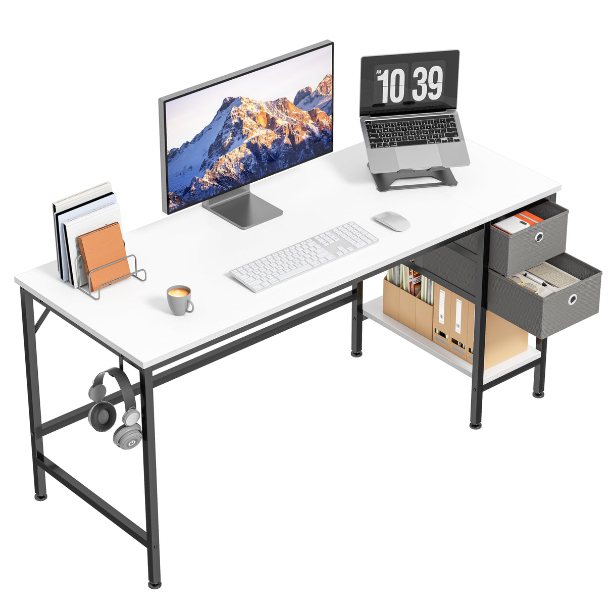 Office Desk, Computer Desk with Drawers 47" Study Writing Desks for Home