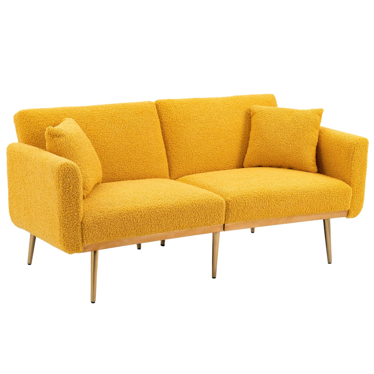 Mid-Century Modern Velvet Loveseat, Petite Accent Sofa Couch