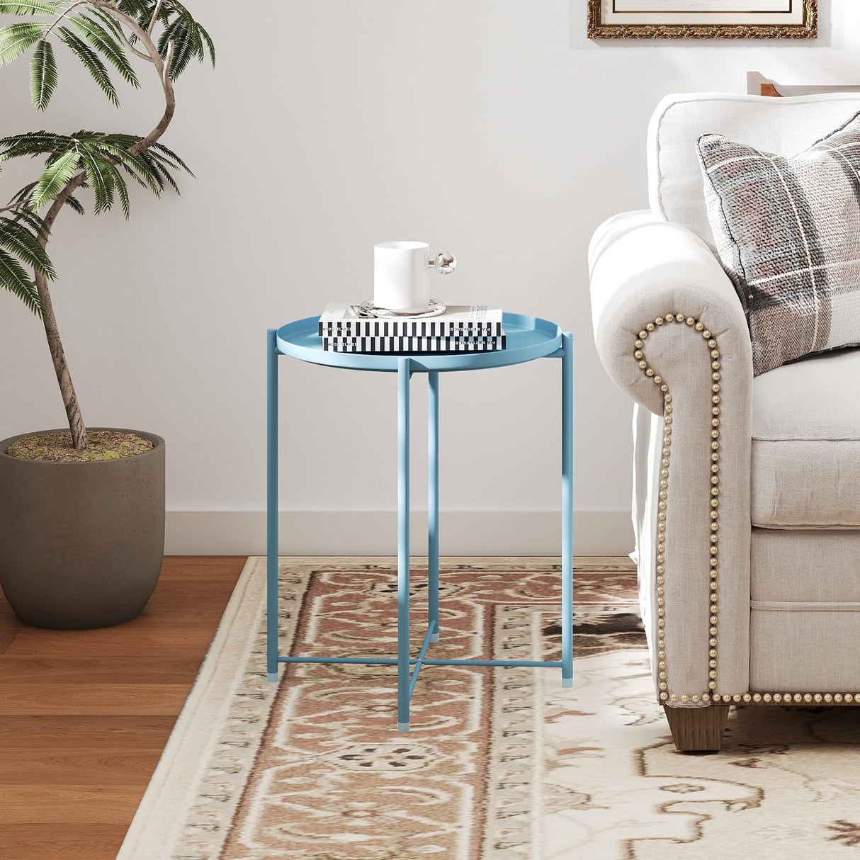 Tray Metal End Table, Sofa Table Small Round Side Tables