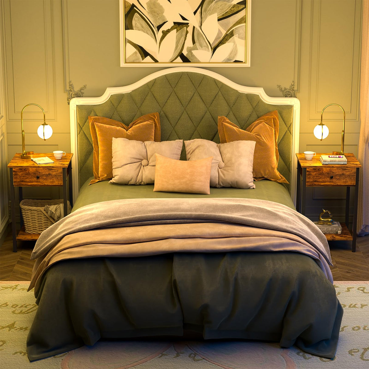 Nightstand Set of 2, 2 Pack Bedside Table