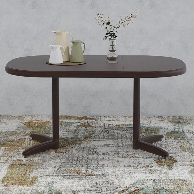 Extendable Wooden Dining Table for 4-6 People with 18" Extension Leaf