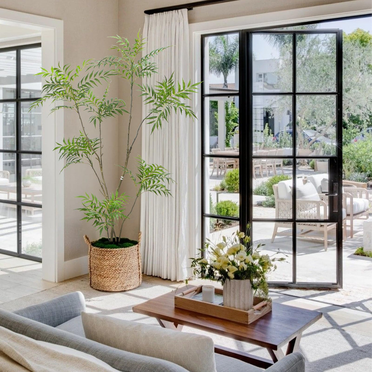 Artificial Mahonia Fortunei Tree, Luabue 6FT Tall Fake Plant Fake Tree Faux Plants Indoor