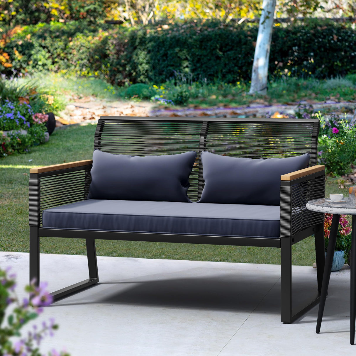 Patio Loveseat Wicker Outdoor Furniture, All Weather Rattan Conversation