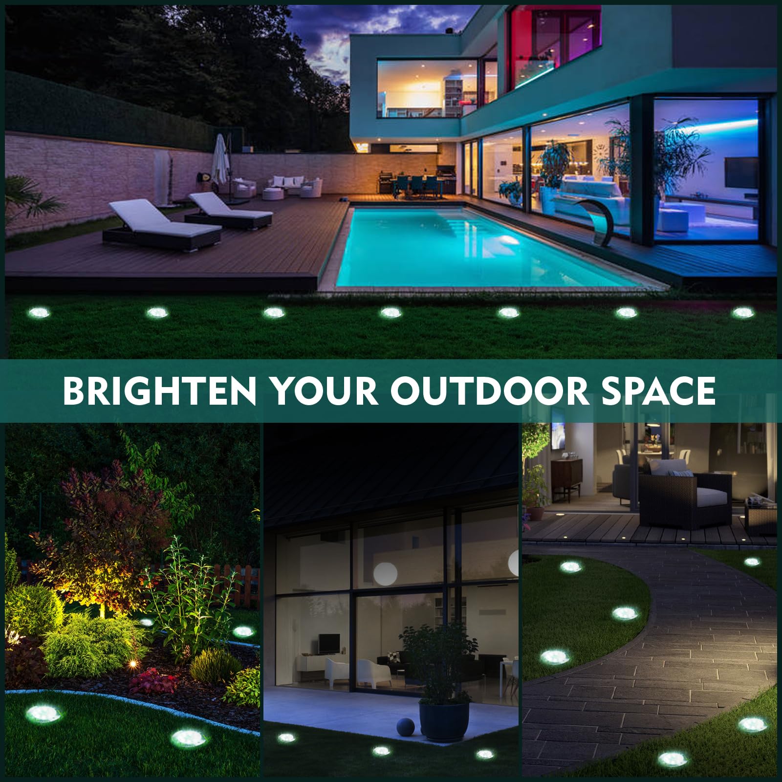 Outdoor Lights 12Packs, Solar Lights for Outside, Waterproof, Solar Garden Lights