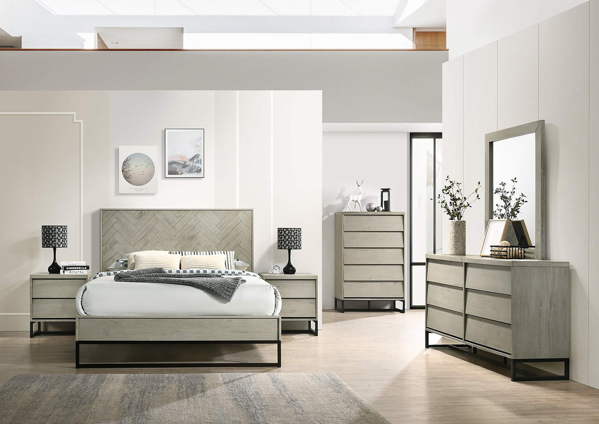 Weston-NS Weston Collection Industrial Mid Century Designed Nightstand with Matte