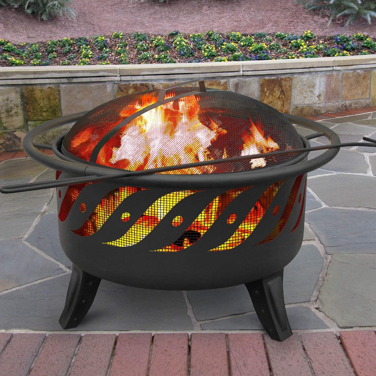 USA 23172 Patio Lights Firewave Firepit, Black