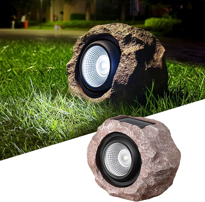 Solar Rock Lights Outdoor, 4 Pack Super Bright Solar Spot Lights Outdoor IP65