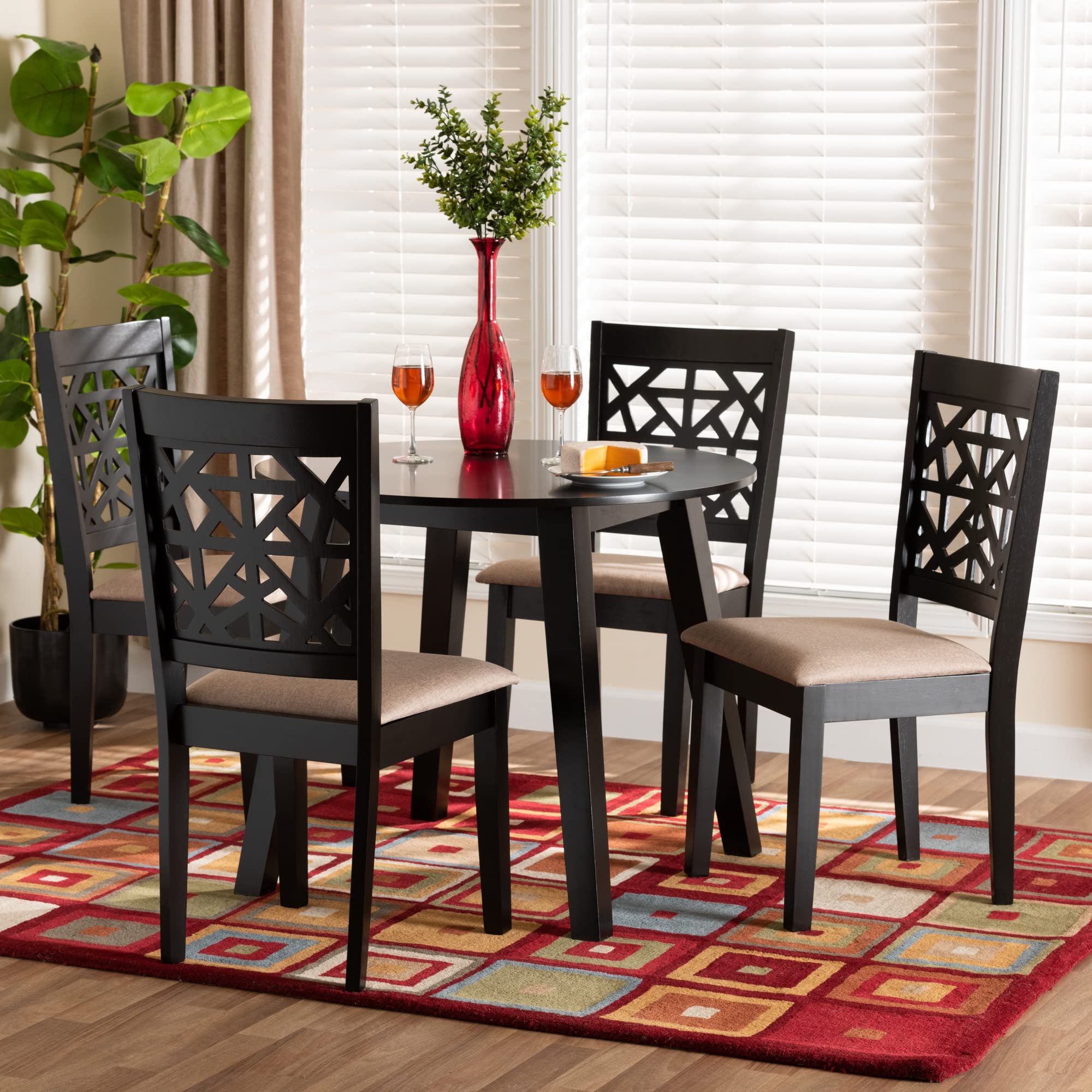 Set, 5-Piece, Beige/Dark Brown