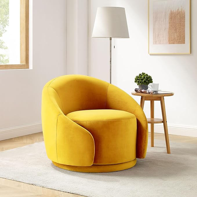 Swivel Barrel Chair, Upholstered Modern Round Accent Arm Chairs