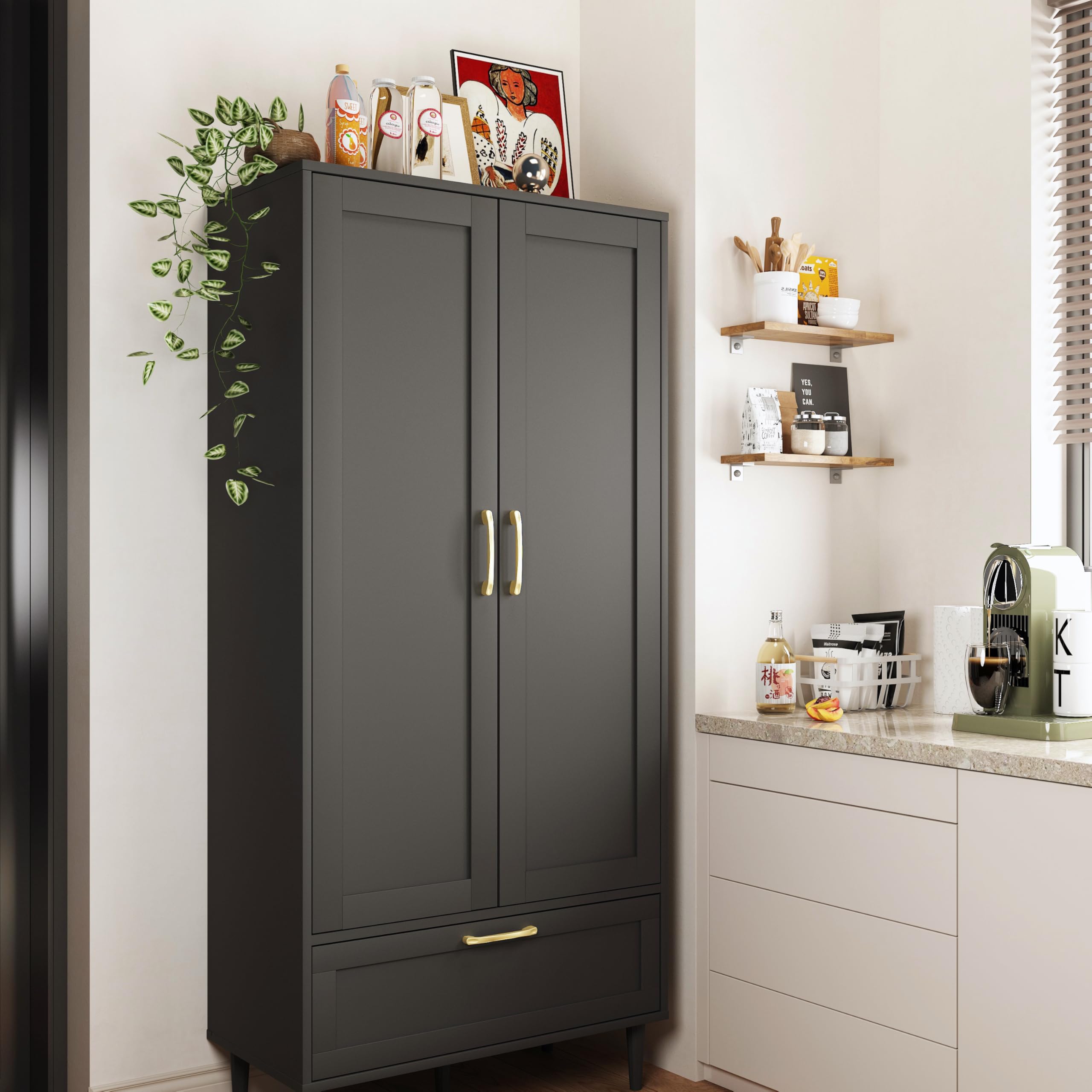 Pantry Storage Cabinet, Kitchen Pantry Storage Cabinet with Drawer