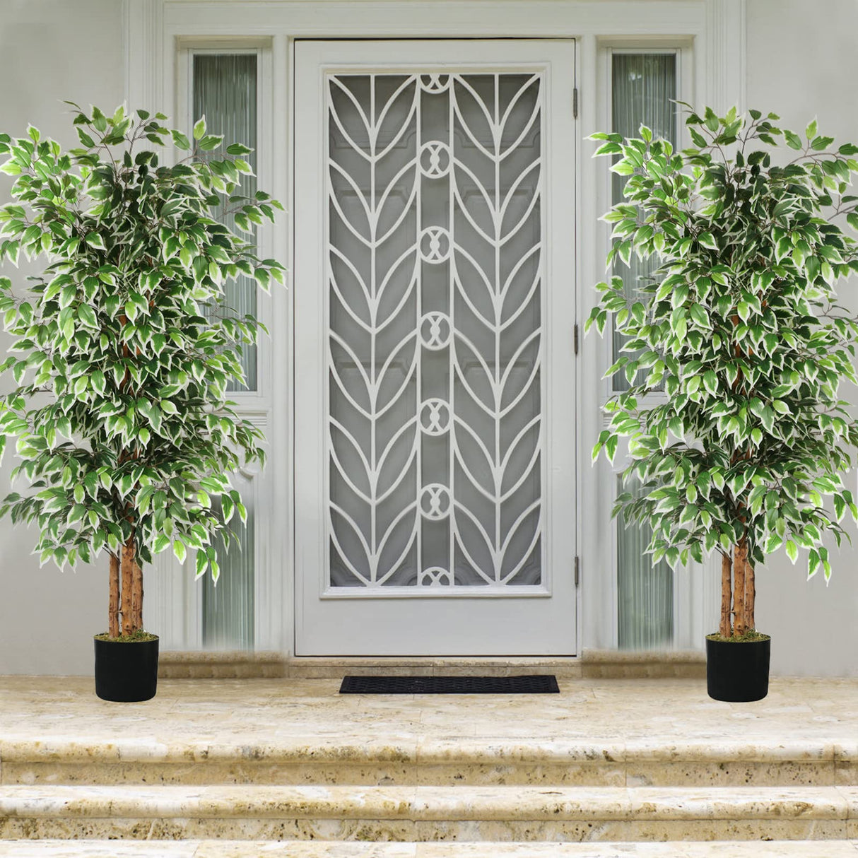 6ft Artificial Tree Ficus, Tall Faux Trees Indoor with Natural Trunk