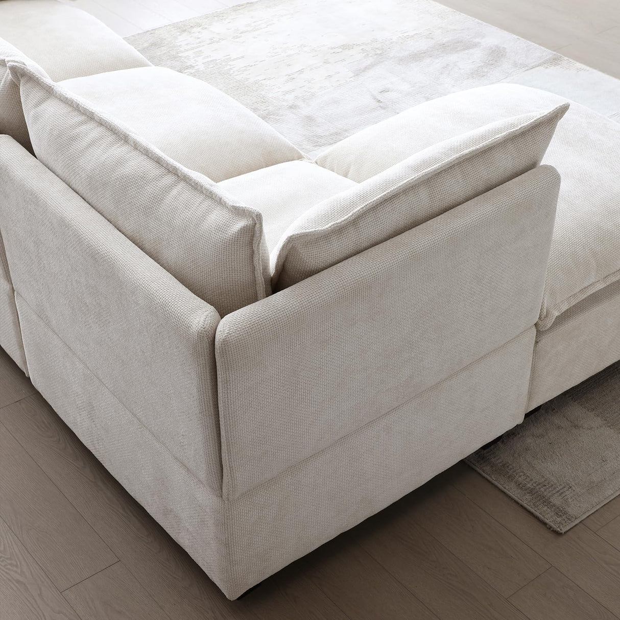 99.3”W L-Shaped Down Filled Sectional Couch, 4 Seater Modular Sofa