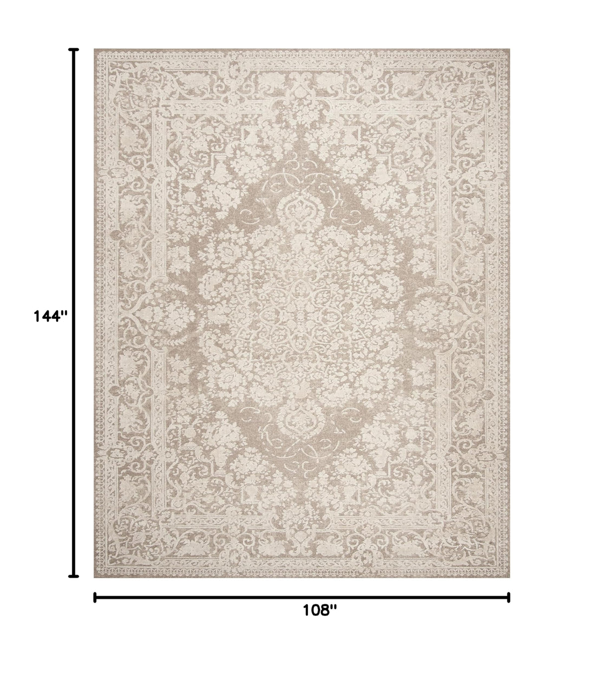 9x12 Area Rug - Reflection Collection - Beige & Cream Non-Shedding Rug