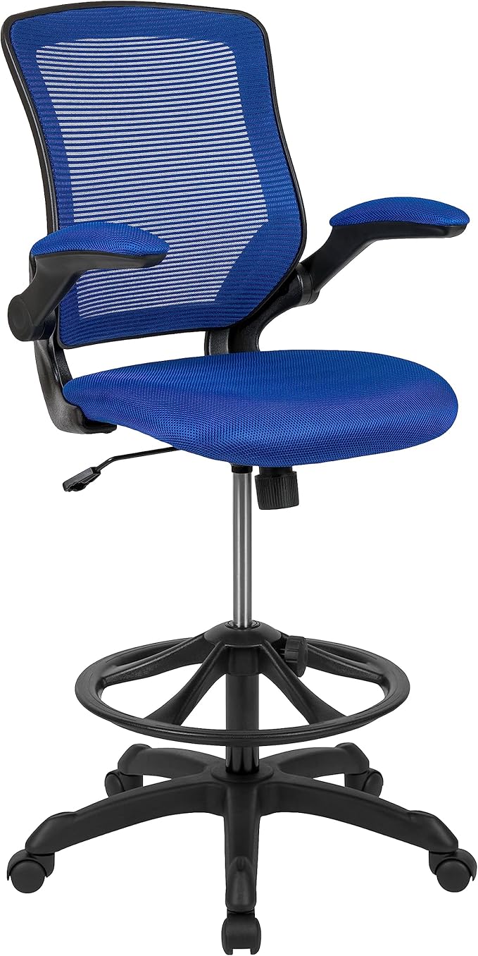 Back Swivel Office Chair with Adjustable Foot Ring, Lumbar Support, and Seat Height,