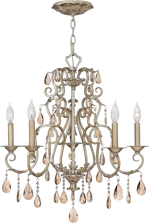 4775SL Crystal Accents Five Light Foyer from Carlton collection in Pwt, Nckl