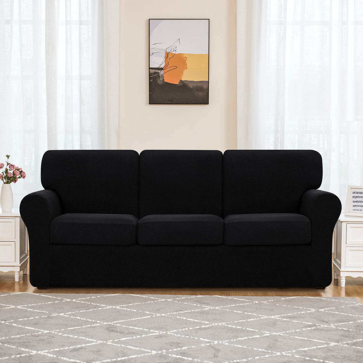 7 Pieces Stretch Sofa Slipcover Sets Couch Cover Sets Backrest Cushion Covers