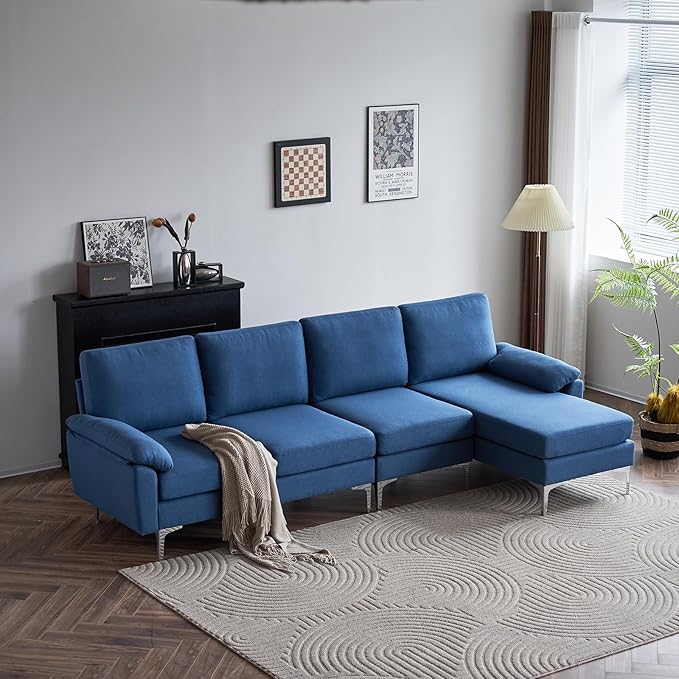 Convertible Sectional Sofa 110" L-Shape Sofa Couch 4-Seat Couch