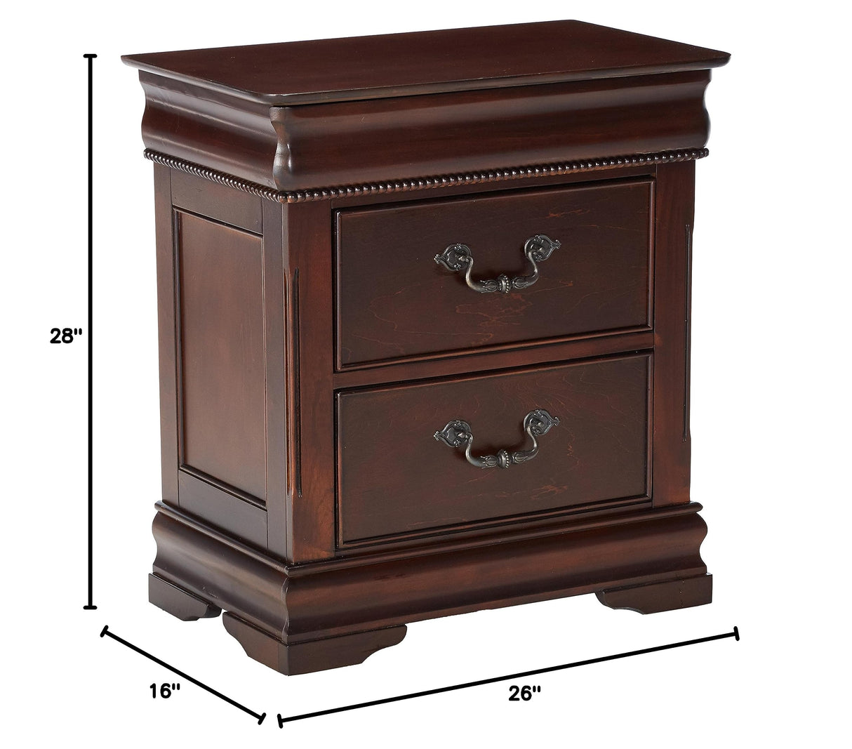 2-Drawer Wood California King Nightstand, Cherry