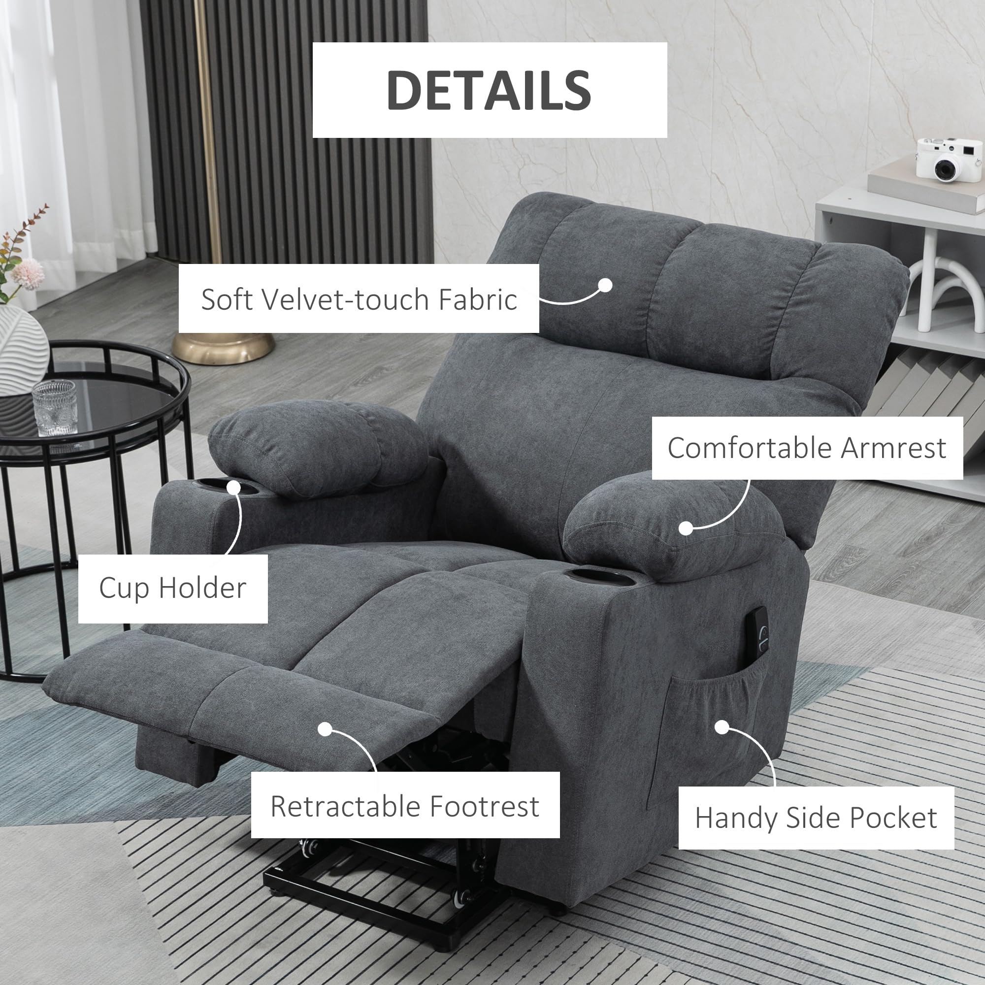 Electric Power Lift Chair Recliners for Elderly, Oversized Living Room Recliner Chair