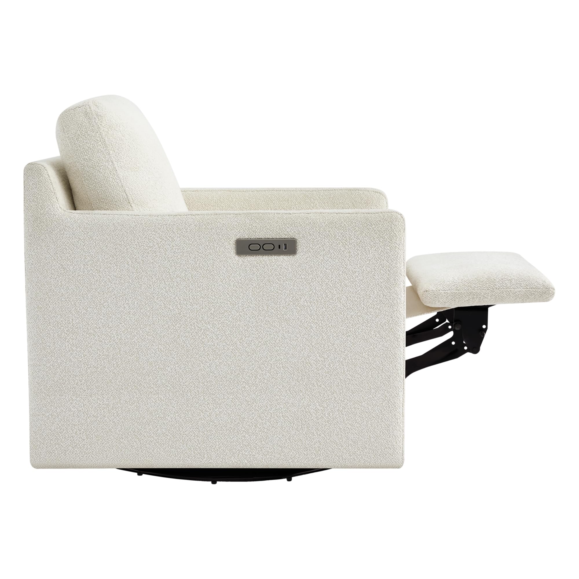 Swivel Accent Chair with Electric Footrests, FSC Certified Upholstered Living Room Sofa Chair with Power Motor, USB and Type-C Ports, Cream