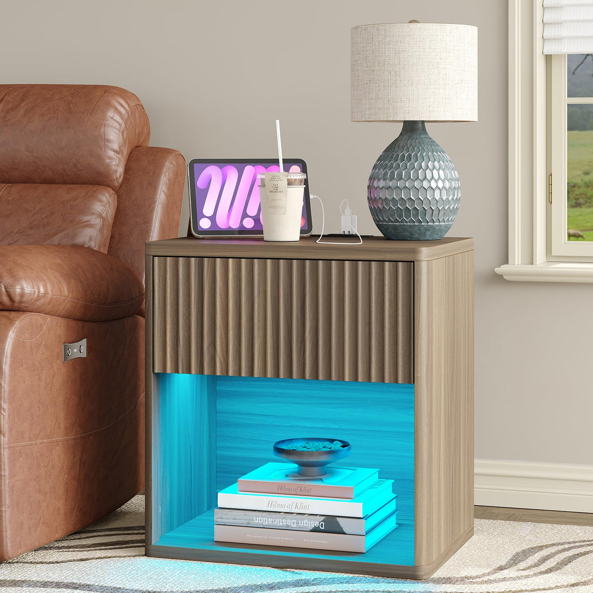 Night Stand, 22.7'' Fluted Nightstand