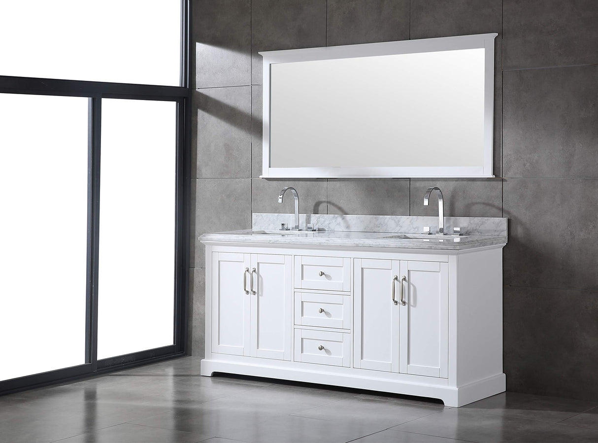 72" Solid Wood Double Sink Bathroom Vanity | Marble Countertop & Backsplash