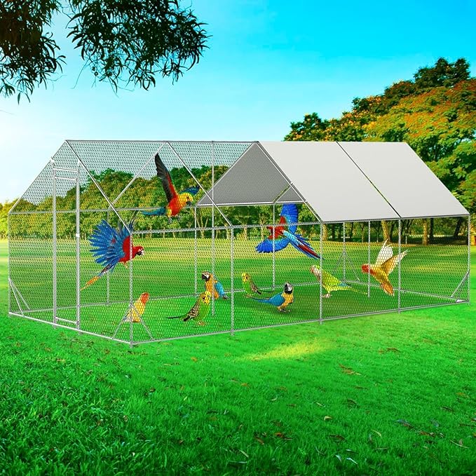 TriSecure Metal Chicken Coop – Reinforced Triangular Frame with PVC Mesh & Weatherproof Roof