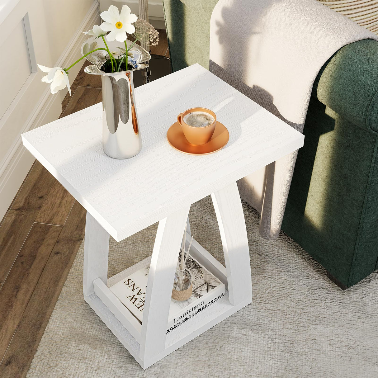 Side Table, Nightstand, Sofa Side Table with Shelf, Modern End Table for Living Room,