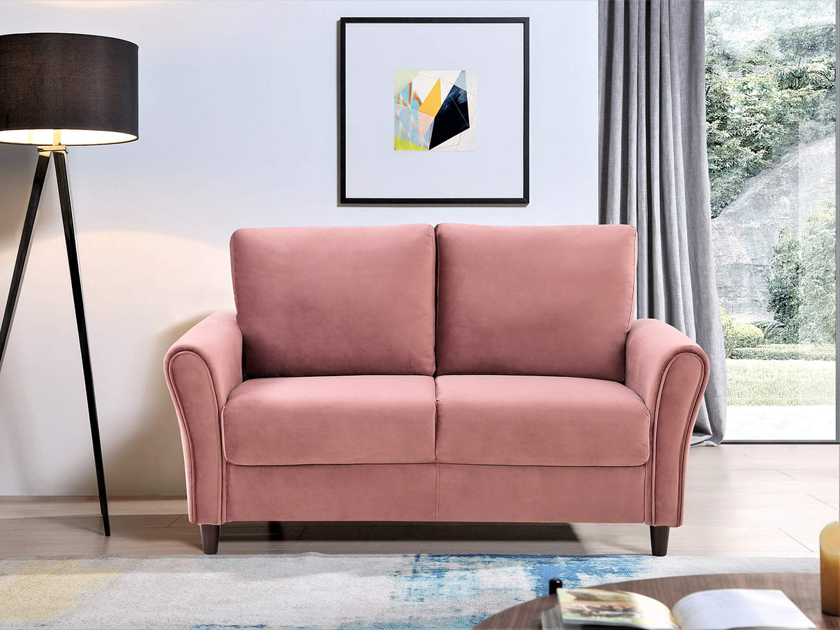 Celestia Mid Century Modern Upholstered Sloped Arms Living Room, Loveseat & Sofa