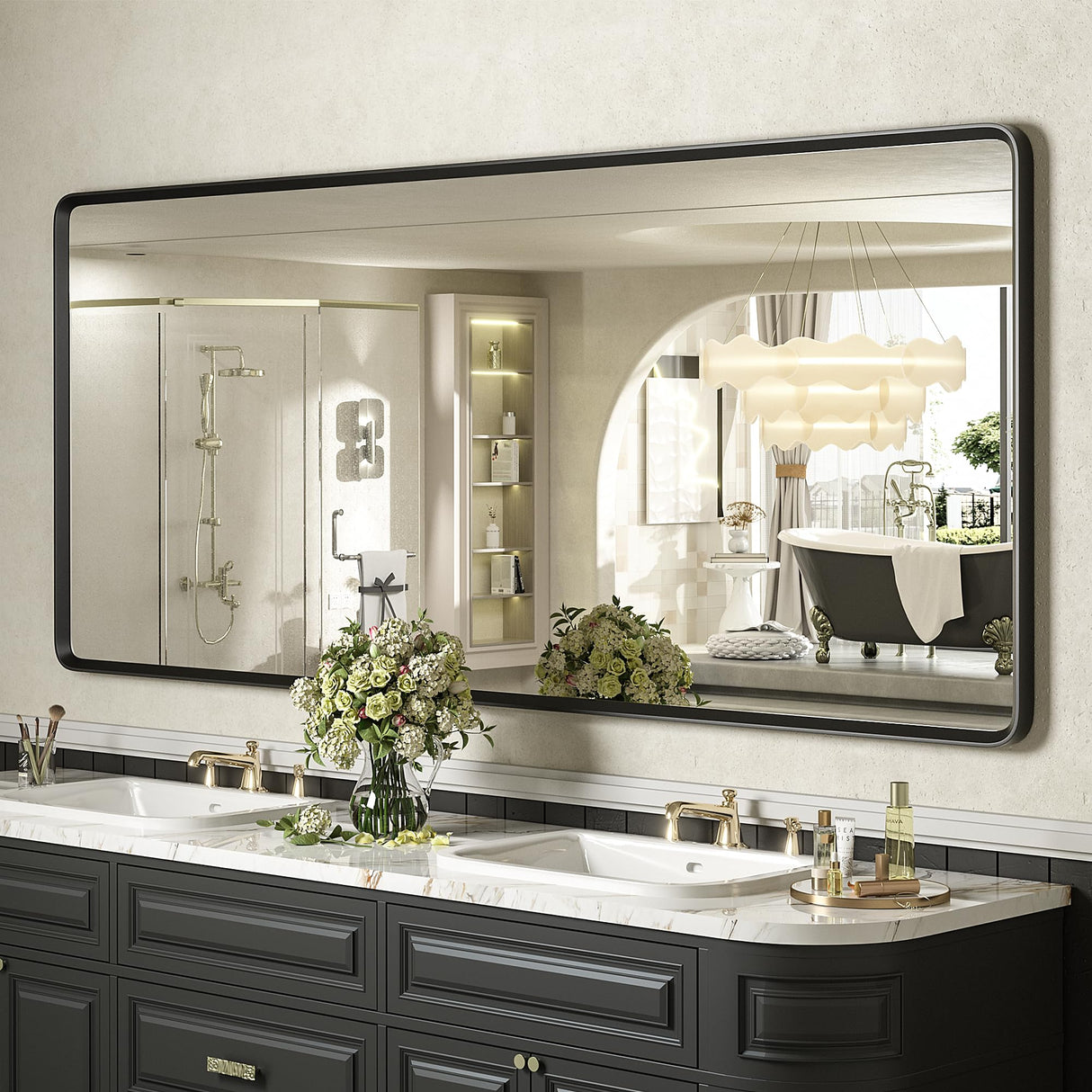 Black Matte Bathroom Mirror, Large Matte Black Bathroom Vanity Mirror