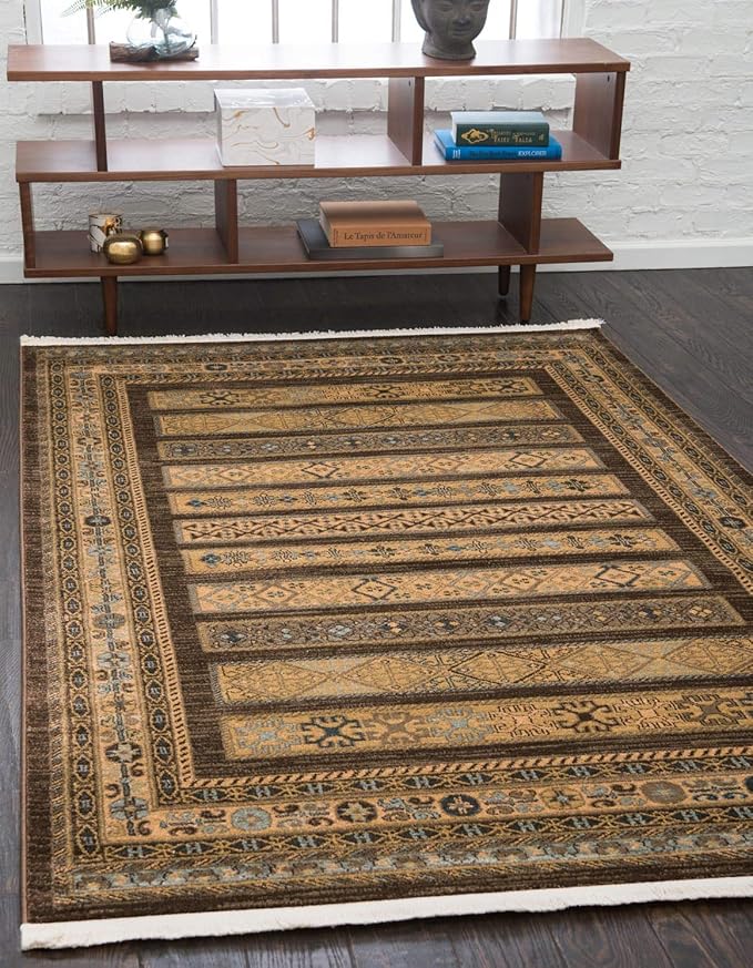 Fars Collection Area Rug - Pasadena (5' 1" x 8' Rectangle, Brown/ Light Brown)