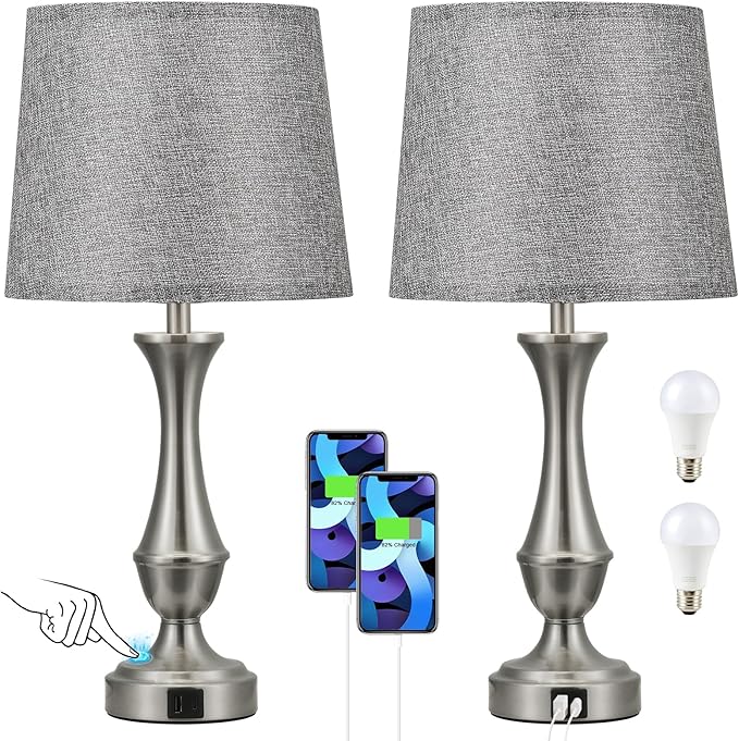 Touch Lamps for Bedrooms Set of 2 - Nightstand Table Lamp