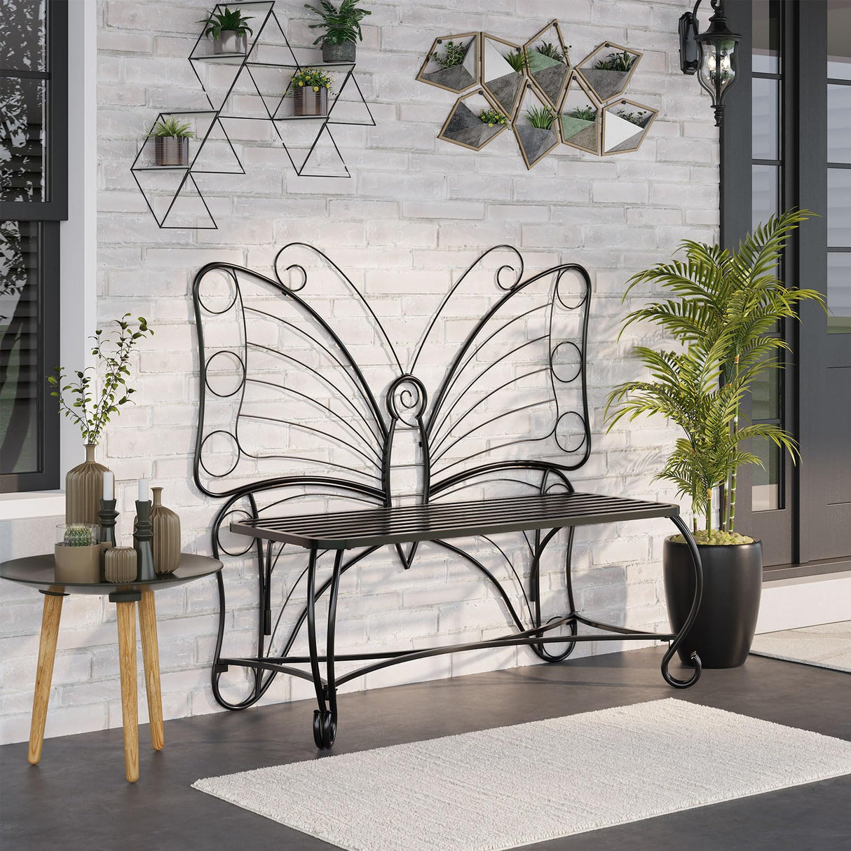 Butterfly Garden Bench, Double Seats Outdoor Bench, Park Benches for Outside