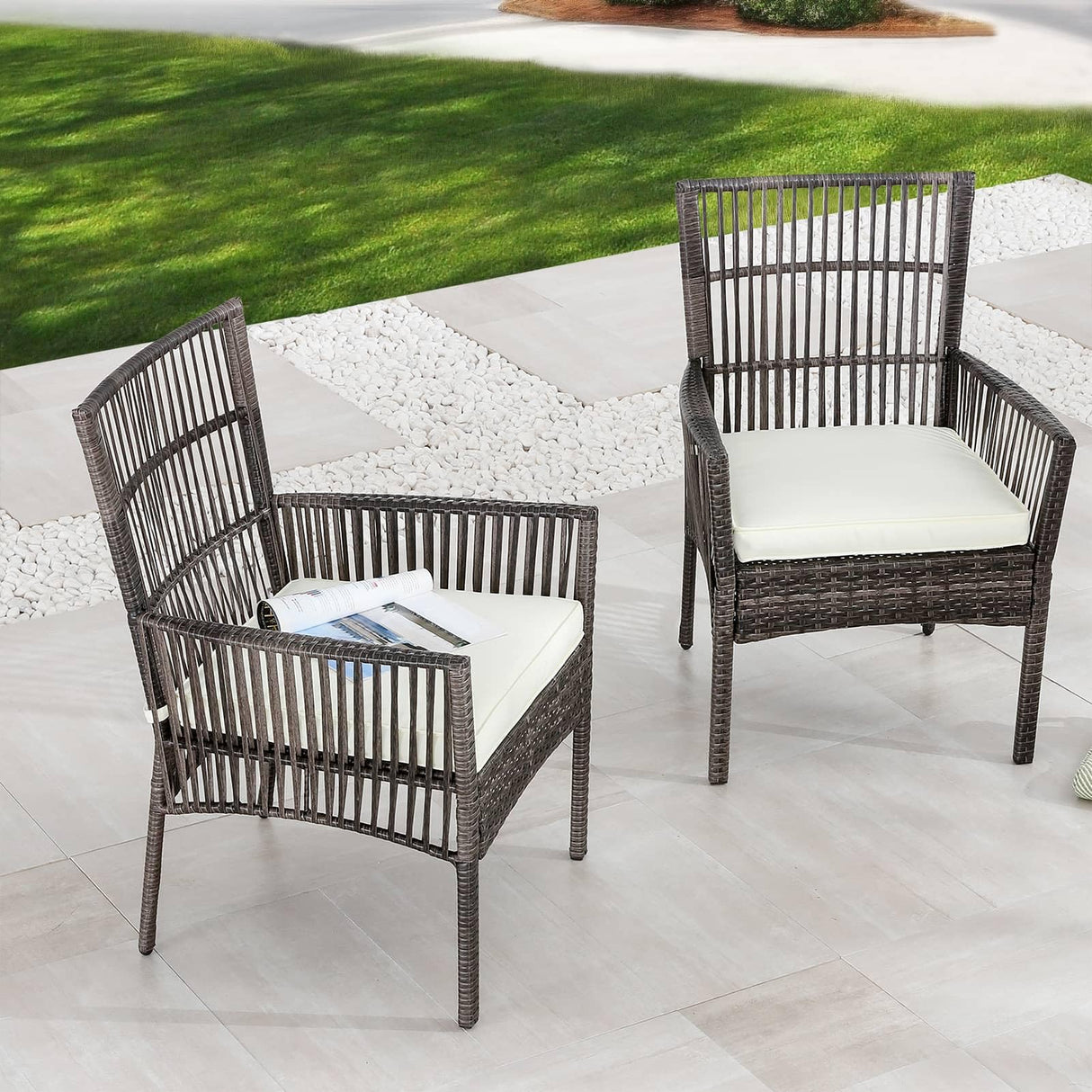 Patio Dining Chairs 4Pcs Breathable Outdoor Wicker Chairs Set