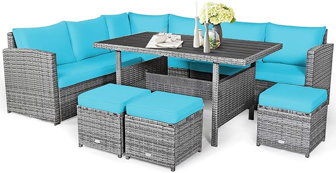 7 PCS Wicker Outdoor Conversation Set, Patio Sectional Furniture Sofa Set