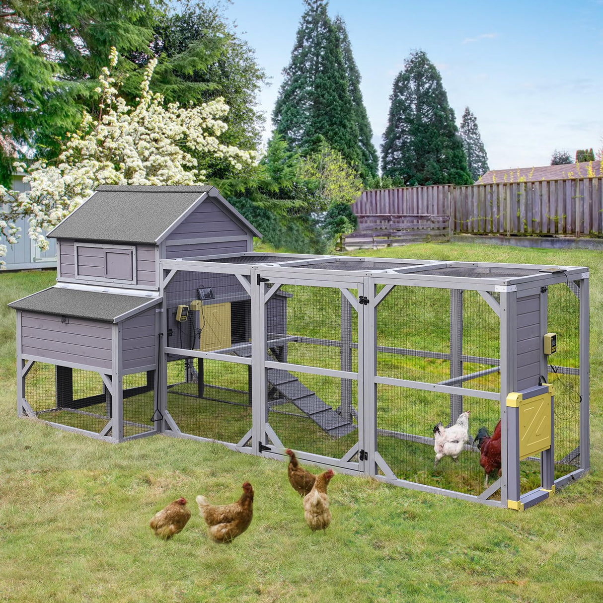 Chicken Coop 41ft² Large Outdoor Chicken House with Run Multi-Level Hen House