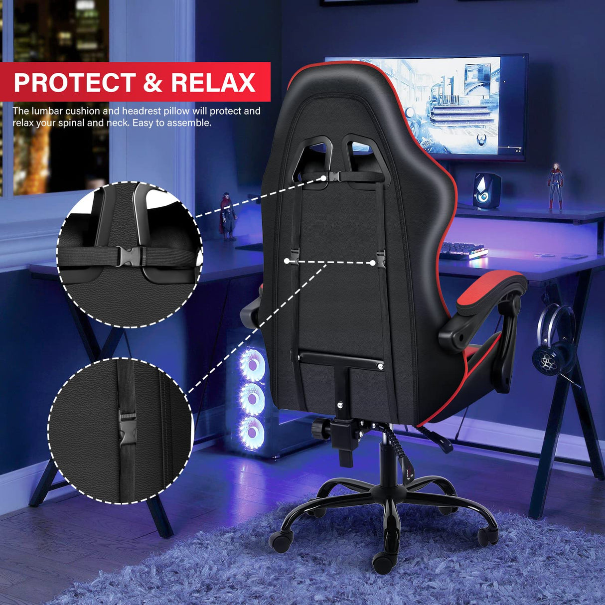  Gaming Chair, Without footrest, Red/Black