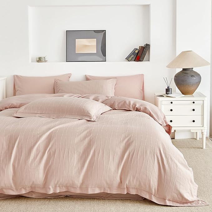 Jacquard Plaid Duvet Cover Queen 100% Cotton Cream Jacquard Duvet Cover 3 Pcs Set