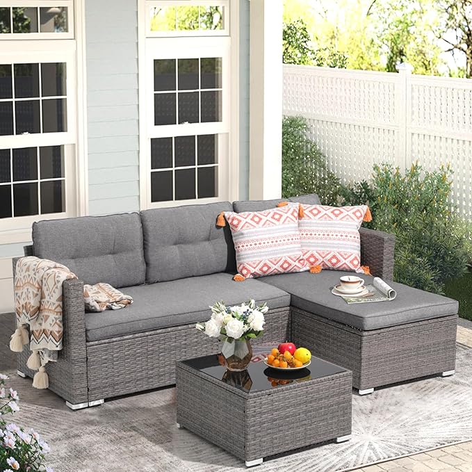 Outdoor Patio Furniture Set, Small Sectional Conversation Set
