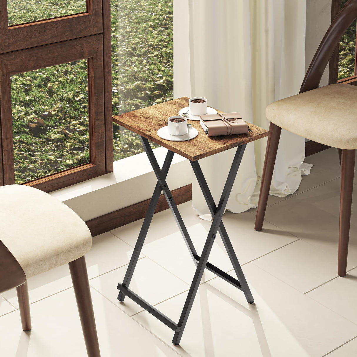 Foldable TV Trays, Small Folding Table, TV Trays Table Set of 2, TV Dinner Tray