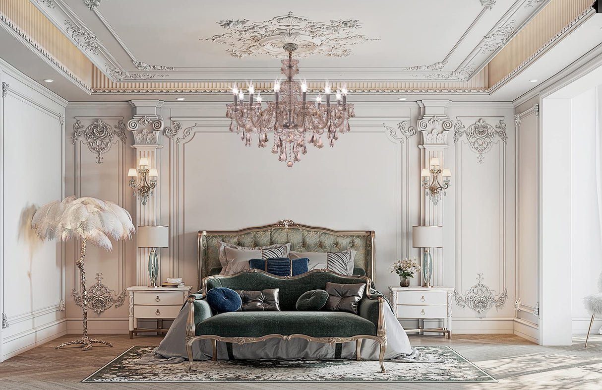 Cognac 12 Lights K9 Crystal Chandelier Modern Luxurious Light Candle