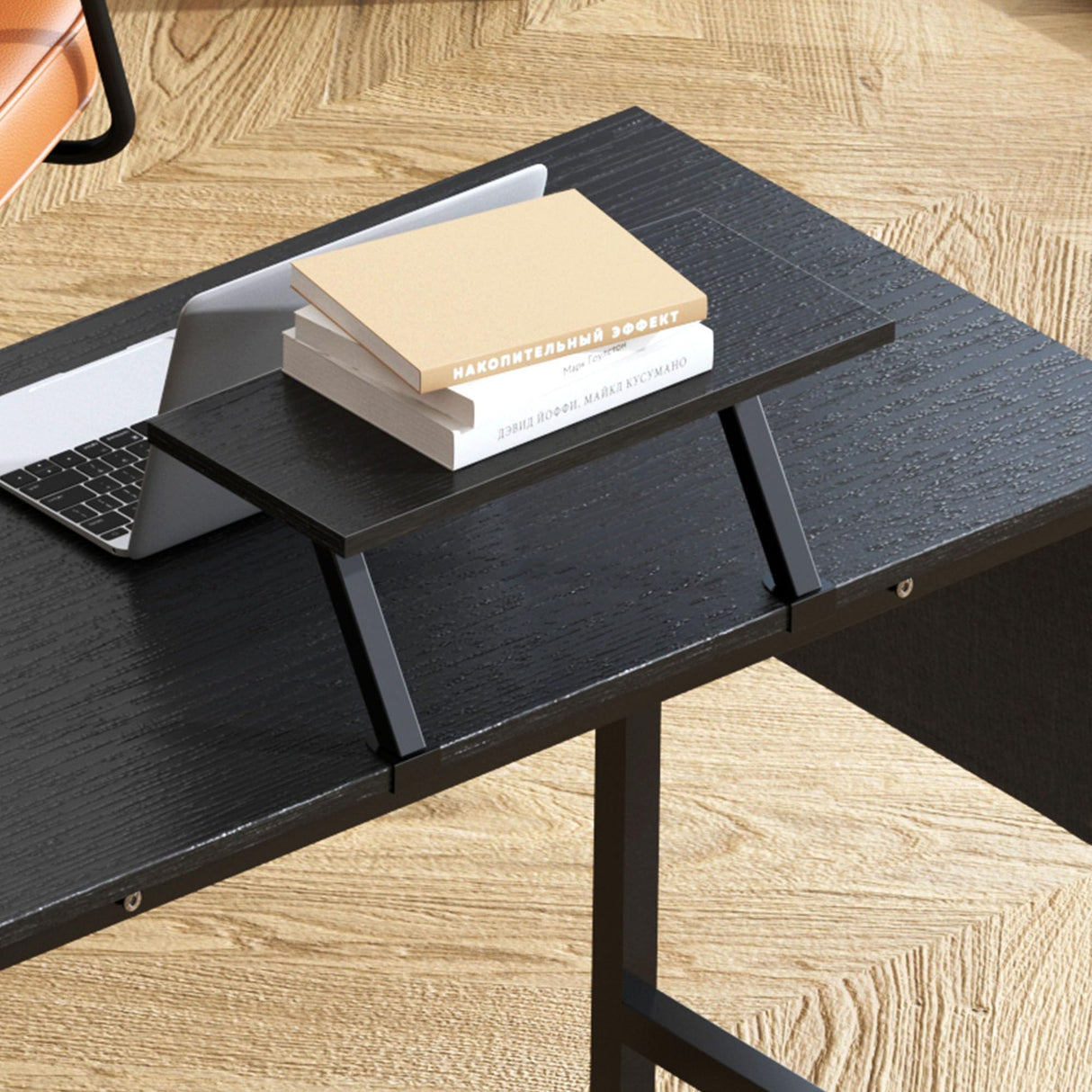 L-Shaped Desk with Side Storage Bag, 59 inch L Shape Computer Desk with Monitor Stand, Home Office Desk for Corner, Gaming Desk, Writing Desk, Reading Table, L Desk, Black