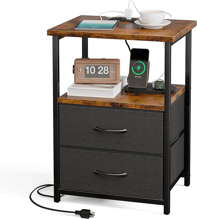 Night Stand with Charging Station, Nightstand
