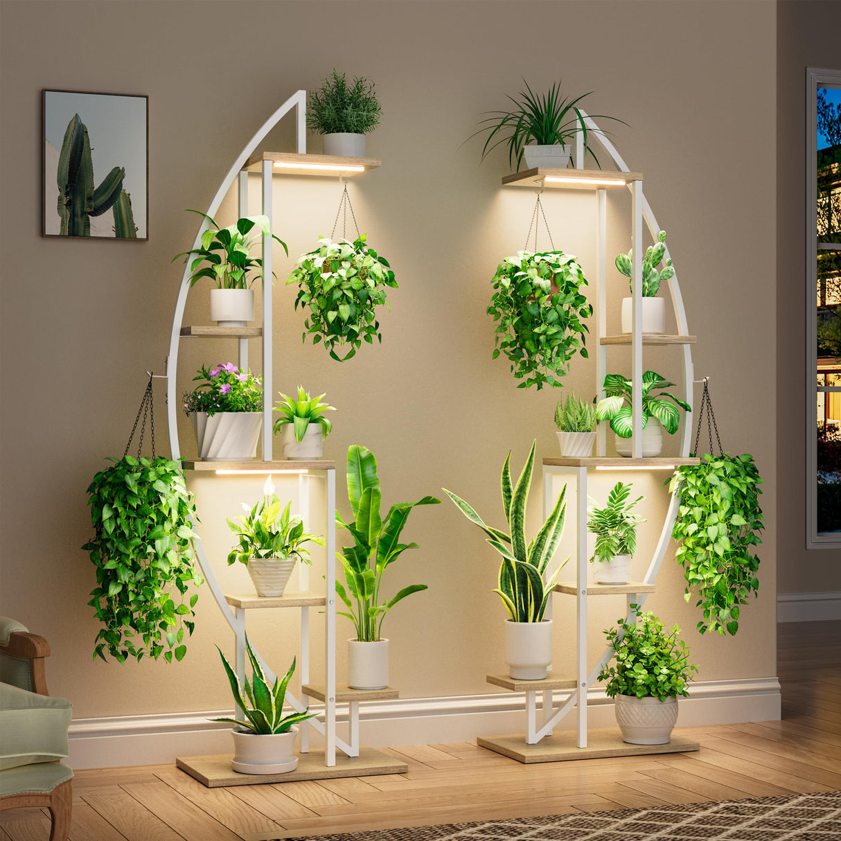 6-Tier Metal Plant Stand with Grow Lights – Indoor Garden Shelf