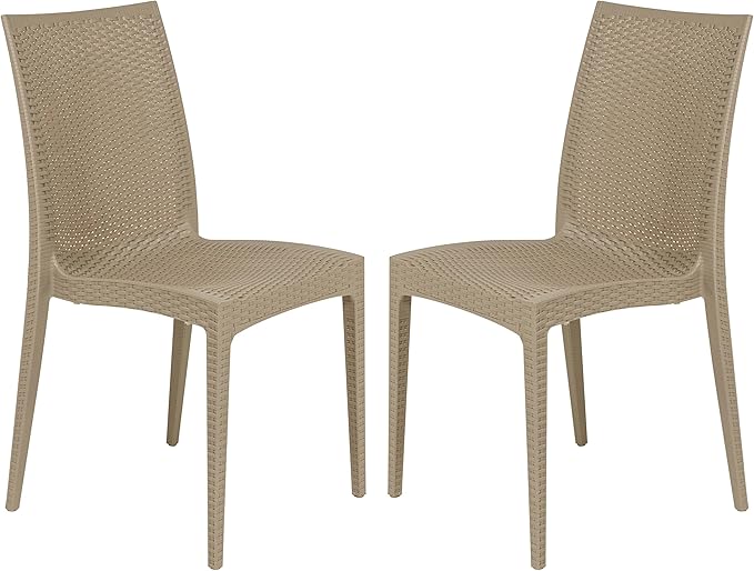Modern Weave Design Mace Indoor/Outdoor Dining Chair (Set of 2), Black