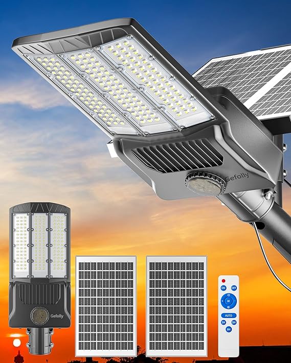 SL-9800W Solar Street Lights Outdoor, 650000LM Commercial Parking Lot Light Dusk