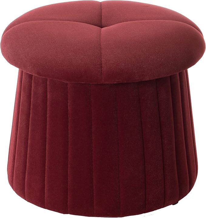 Modern Tufted Velvet Mushroom Shape Storage Ottoman Storage Stool Trunk