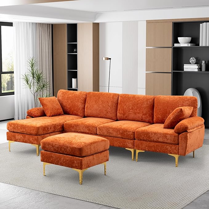 U-Shaped Sectional Sofa Couch, 4 Seat Sofa Set for Living Room