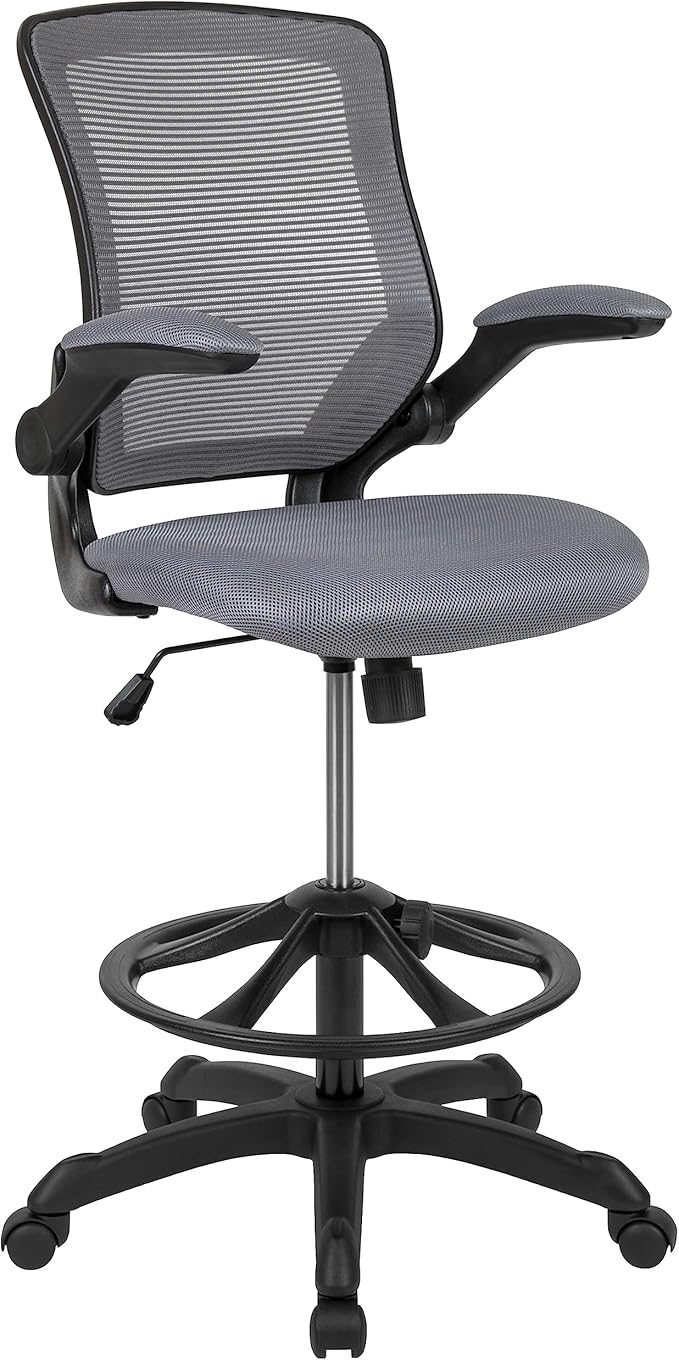 Back Swivel Office Chair with Adjustable Foot Ring, Lumbar Support, and Seat Height,