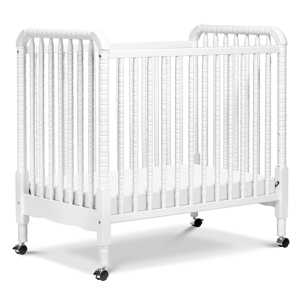 Lind 3-in-1 Convertible Mini Crib in White, Removable Wheels, Greenguard Gold Certified